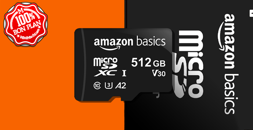Carte MicroSDXC Amazon Basics 512 Go avec adaptateur SD