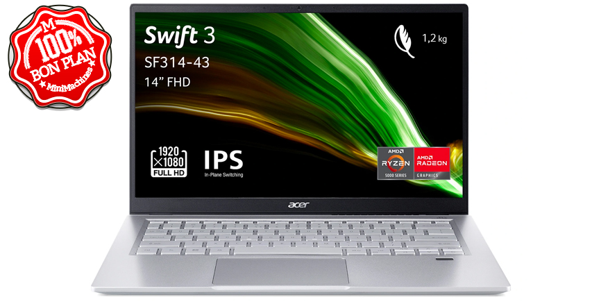 Ultraportable Acer Swift 3 SF314 14" Ryzen 7 5700U 16/512 Go