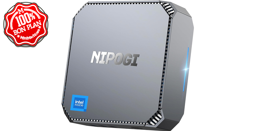 MiniPC NiPoGi Intel N100 16/512 Go + 2.5"