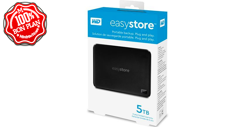 Disque dur externe Western Digital Easy Store USB 3.0 8 To Noir