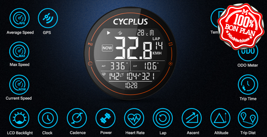 Ordinateur de vélo Cycplus M2 avec GPS