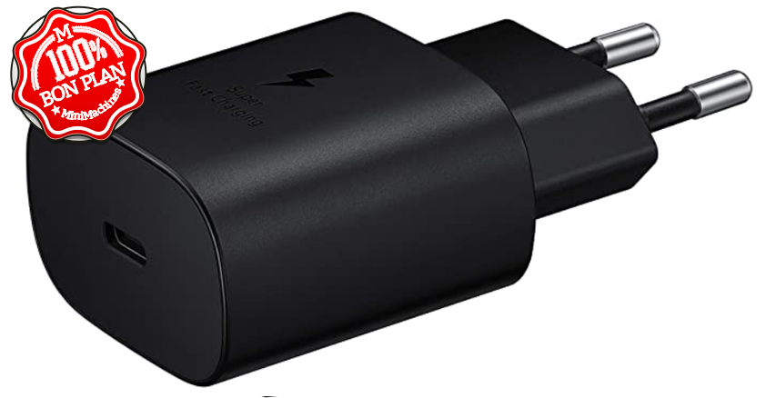 Chargeur secteur rapide Samsung 25W Noir USB Type-C