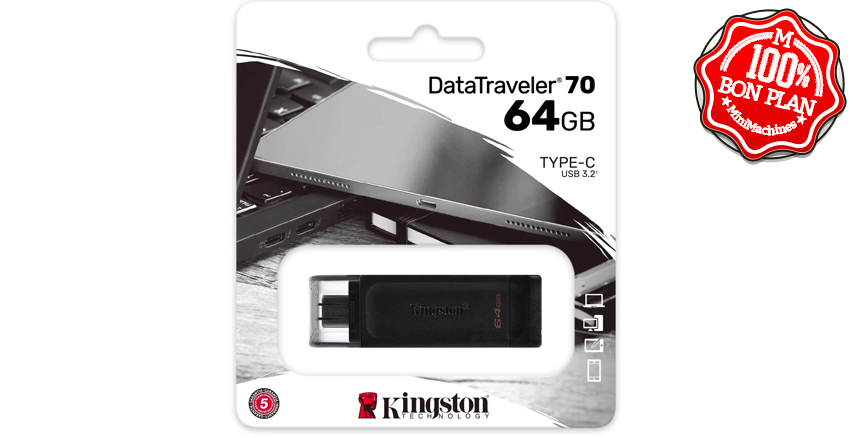 Clé USB Kingston DataTraveler 70 - 64 go - USB 3.2 Gen2 Type-C