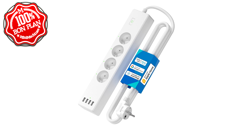 Multiprise connectée Meross 4 prises + 4 USB Type E